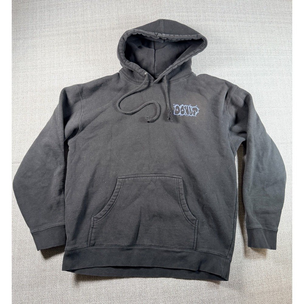 Donut Media Hoodie Mens Large Black Graphic Print Fleece Lined Cotton Soft Cozy
